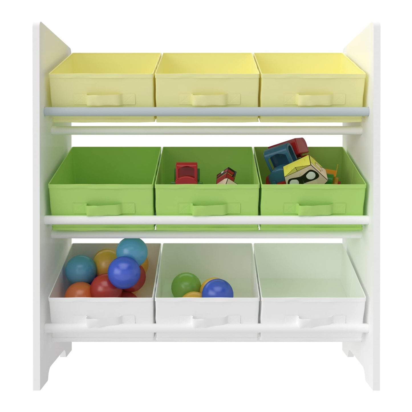 [en.casa] Boiro Children's Shelf, 60 x 62 x 30 cm, Standing with 9 Folding Boxes, Toy Storage Shelf, Ocean Motif