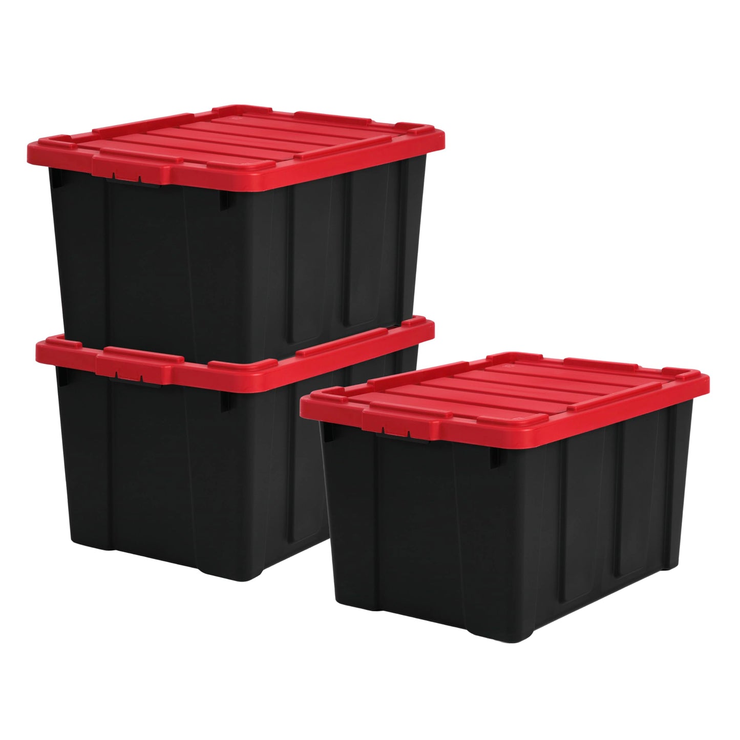 Iris Ohyama, 100L Plastic Storage Box with Heavy Duty Lid, Set of 2, Black, Stackable, Garage Shelves, Moving Moving Plastic Tool Box Storage Box UTB-27
