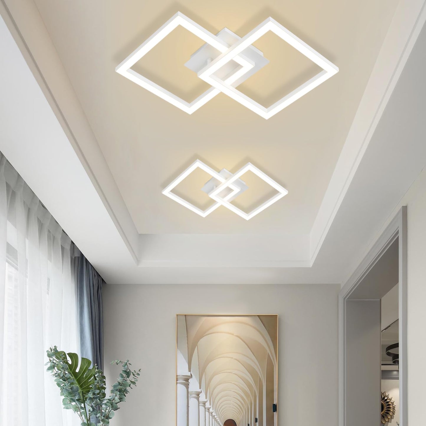 Homefire LED Ceiling Light, Kitchen, 24 W, Kitchen Lamp, Black, Living Room Lamp, Modern Design, Hallway Lamp, Warm White, Hallway, Bedroom Lamp, Square, for Living Room, Bedroom