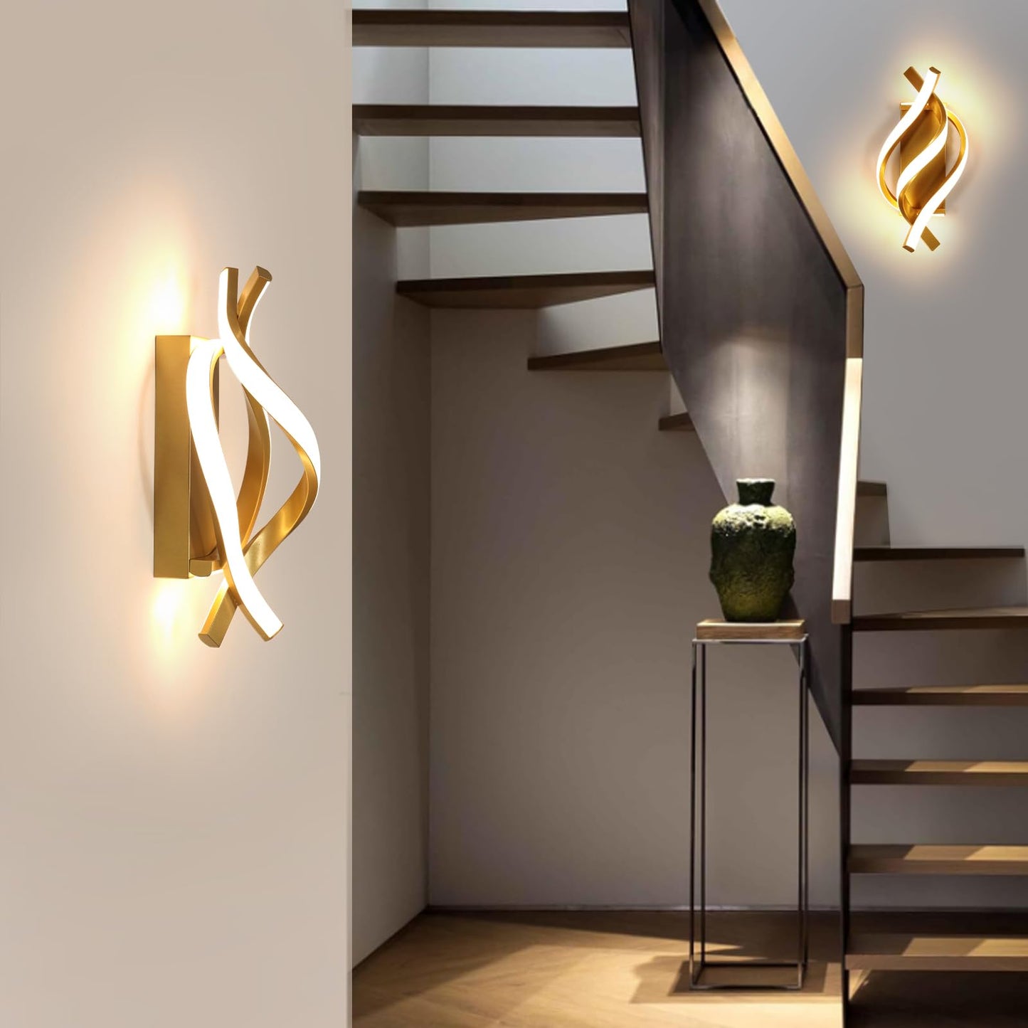 Comely Aluminium LED Wall Light Indoor Gold 22 W 2500 LM Modern Wall Light LED Wall Lighting Neutral Light 4500 K for Living Room Bedroom Hallway