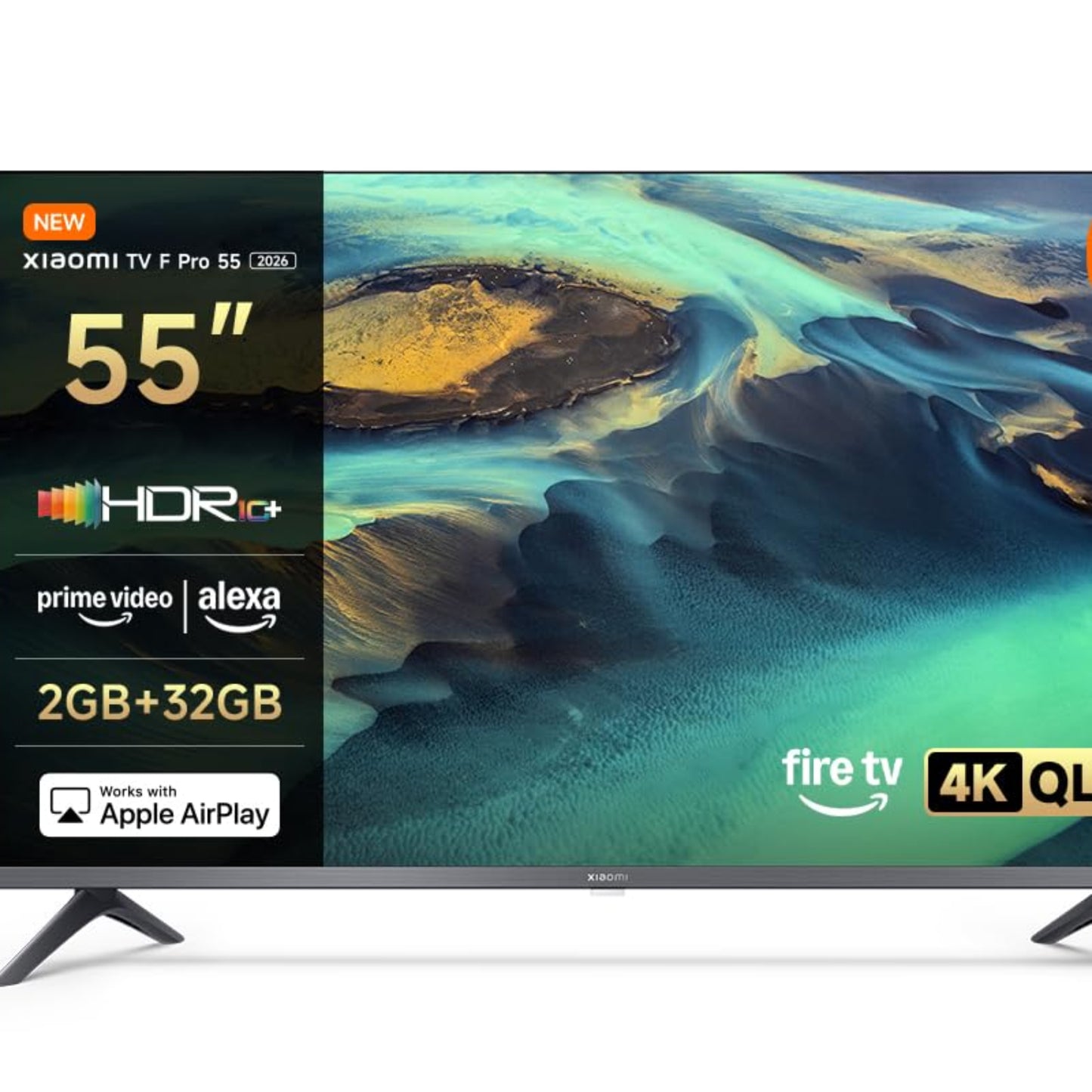 Xiaomi F Pro 32" QLED Smart TV, Fire TV, Triple Tuner DVB-C/S/S2/T/T2, Dolby Audio, DTS Virtual:X, DTS-HD, Voice Control with Alexa, Compatible with Apple AirPlay