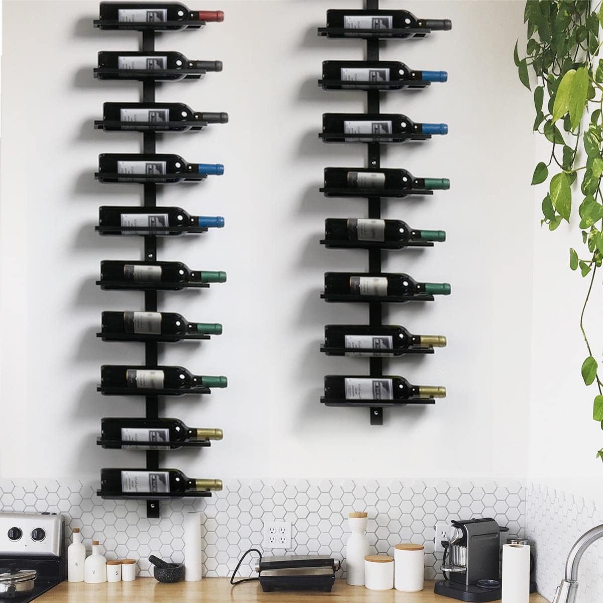 Yaheetech Wine Rack Bottle Holder Bottle Rack Wall Storage Rack Metal 10 Bottles Black