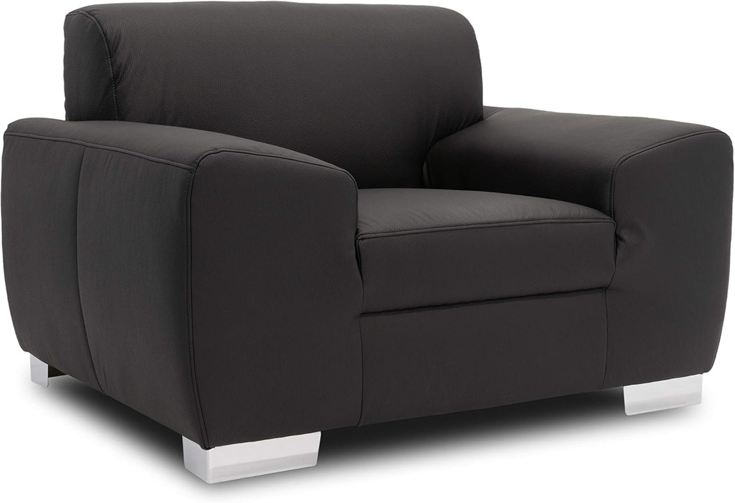 Domo Collection Ricardo Sofa, 3-Seater Couch, Set in Faux Leather, Black, 220 x 89 x 81 cm