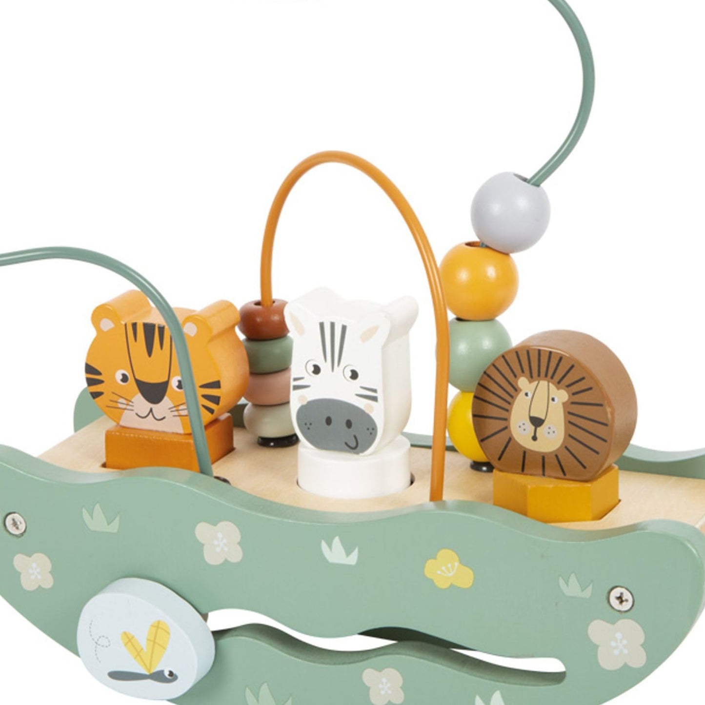 small foot Motorikschleife mit Wippe „Safari“, Holzspielzeug mit vielfältigen Spielfunktionen, ab 12 Monaten, 12459