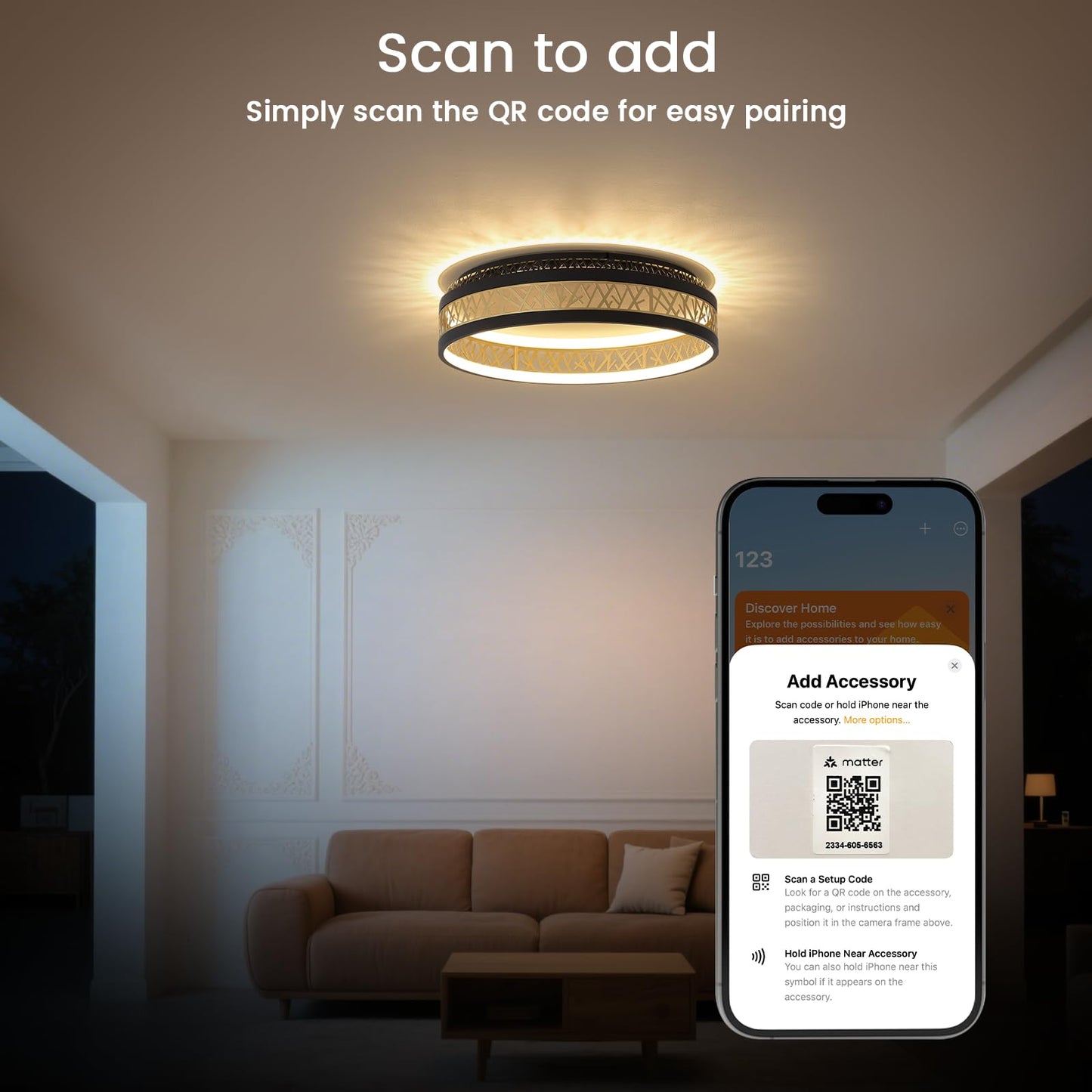 LED Ceiling Light with Remote Control, Dimmable Bedroom Lamp with Matte Compatible with HomeKit, Alexa, Google and IFTTT, Round, Black Gold, Hollow Design, Living Room, Diameter 50 x Height 12 cm