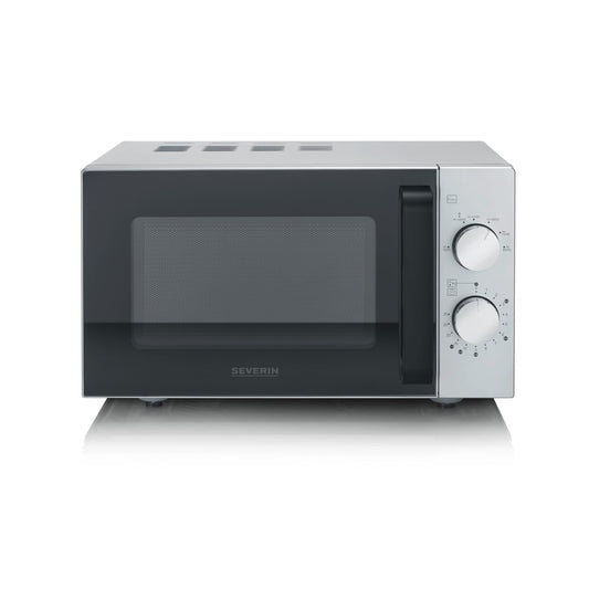 SEVERIN Microwave with Glass Base, for Defrosting and Heating, Microwave Oven with Large Usable Surface for Square Tableware, Black/Silver, MW 7761