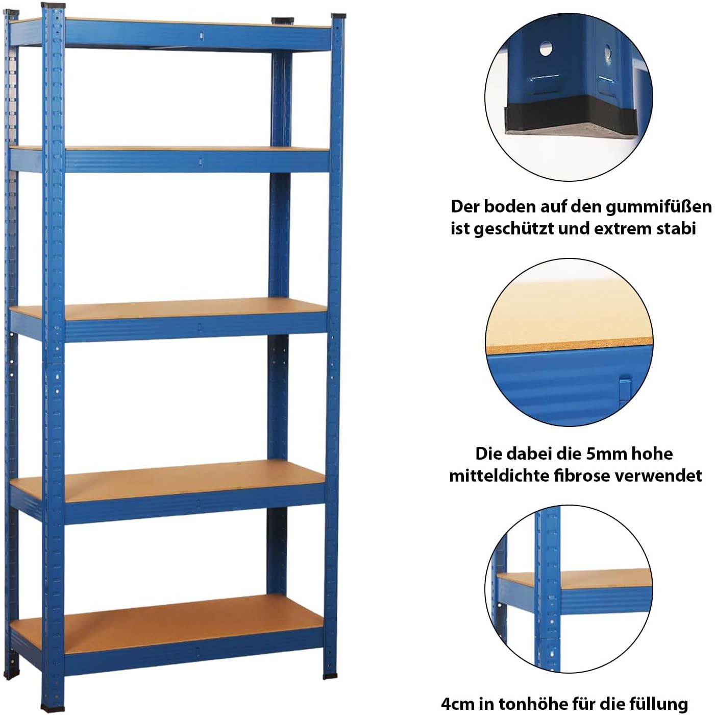 SIGNZWORLD Premium Heavy Duty Shelving Unit 150 x 70 x 30 cm, Mounting Material 875 kg Load Capacity, 5 Adjustable Sturdy Shelving MDF Panels for Storage Shelving Basement Shelving Garage Cellar Room