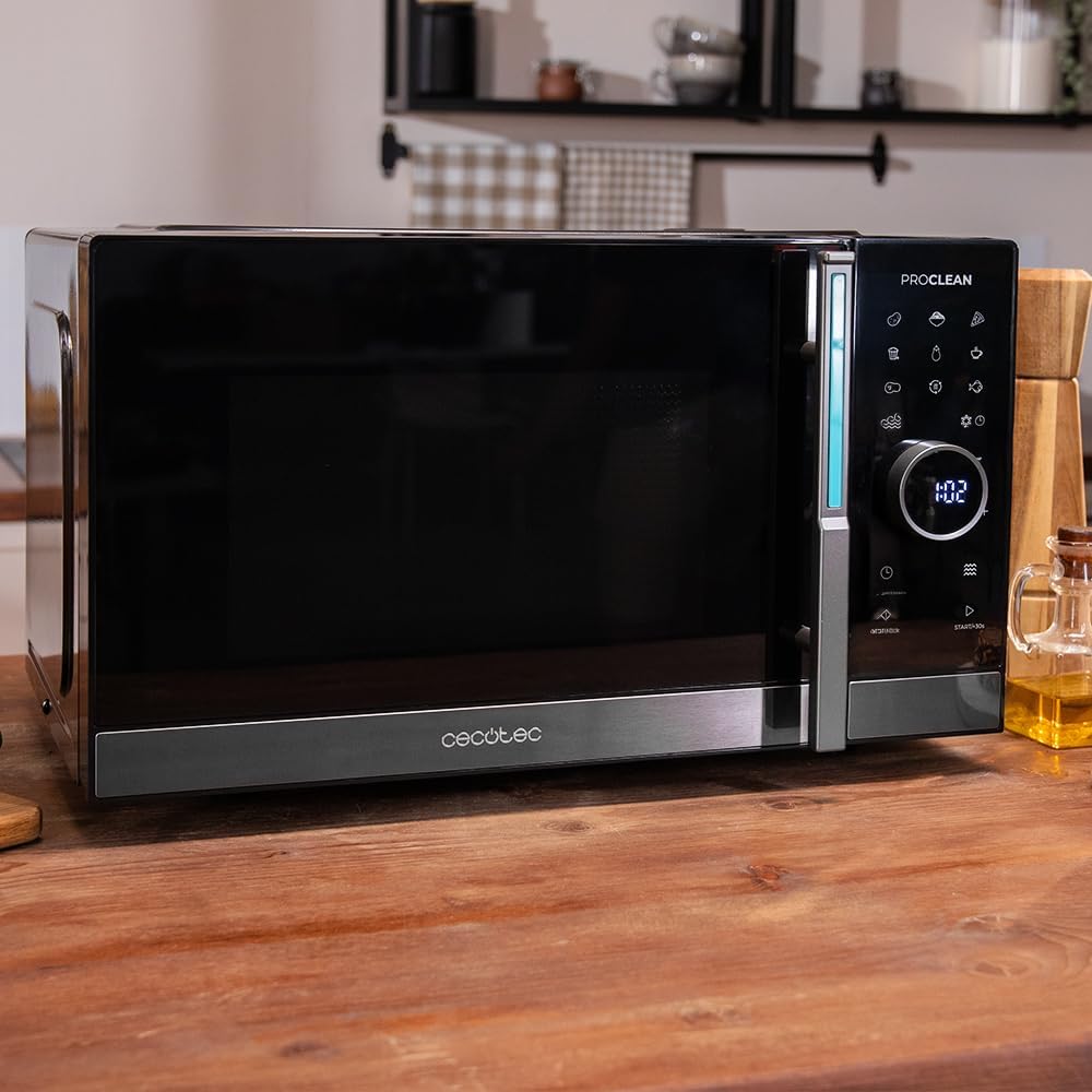 Cecotec Proclean 6120 Touch Screen Microwave with Grill, 23 L, 800 W and 1000 W, Digital, Even Cooking, 5 Power Levels, Defrost Function, Timer 60 Minutes, Turntable 285 mm