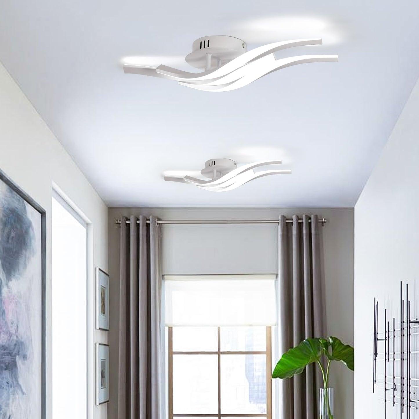 LED Ceiling Light, Kitchen Ceiling Light, Bedroom, 18 W 1620 LM Ceiling Light Living Room, 6500 K Cold White, 3 LEDs, Suitable for Bedroom, Dining Table, Hallway Lamp Ceiling, Balcony, Diameter 54 cm