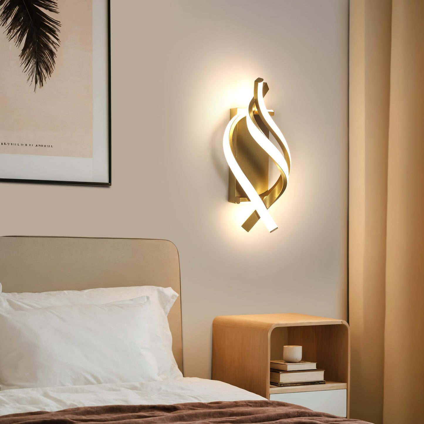 Comely Aluminium LED Wall Light Indoor Gold 22 W 2500 LM Modern Wall Light LED Wall Lighting Neutral Light 4500 K for Living Room Bedroom Hallway