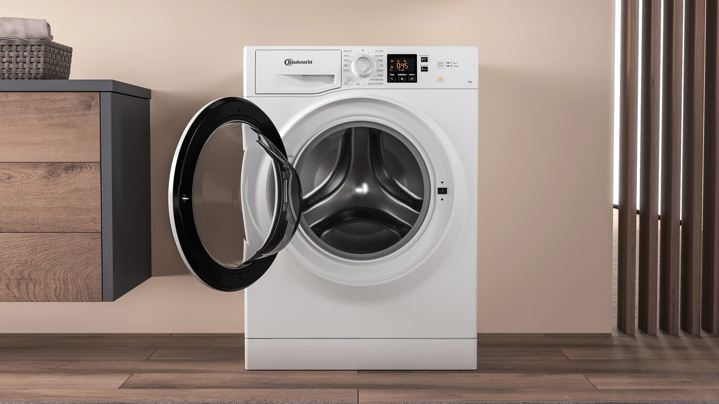Bauknecht WM BB 814 A Washing Machine Front Loader / 8 kg / Energy Efficiency Class A / Short 30 / Short 45 / Powerful Stain Removal / Anti-Allergy Program / Wool Program / Black / Durable Inverter
