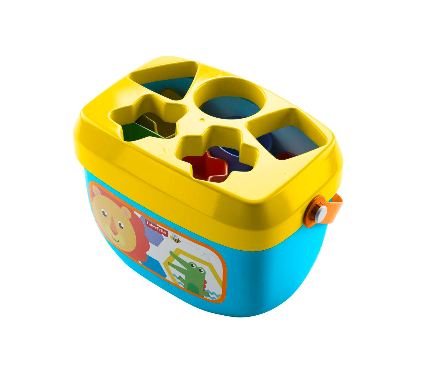 Fisher-Price FFC84 Baby's First Building Blocks Shape Sorting Game with Toy Cube and Storage Bucket for Ages 6 Months and up, Single