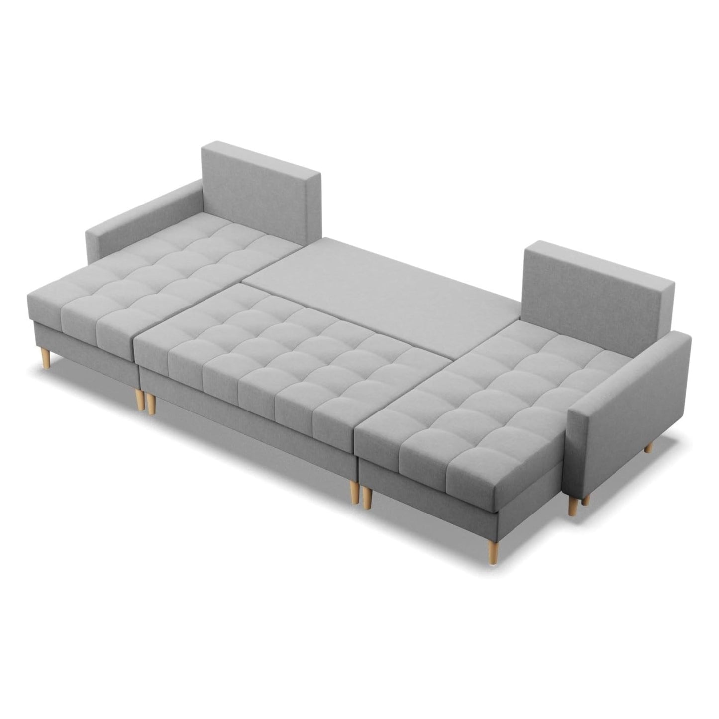 Mebligo - Elma Corner Sofa with Sleep Function and Bed Box (light grey)