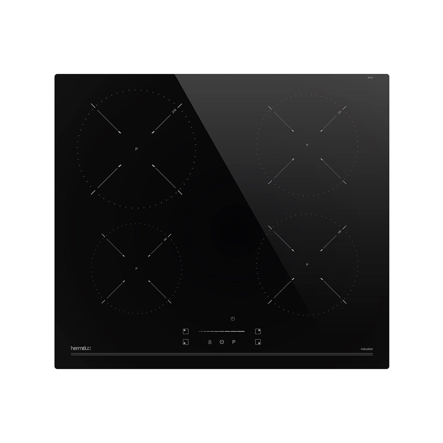 Hermitlux kochfeld 28,8cm, Glaskeramik Kochfeld 2 Platten, 9 Leistungsstufen, Touch-Steuerung, Timer, Kindersicherung, Geeignet für Alle Töpfe, 3300W