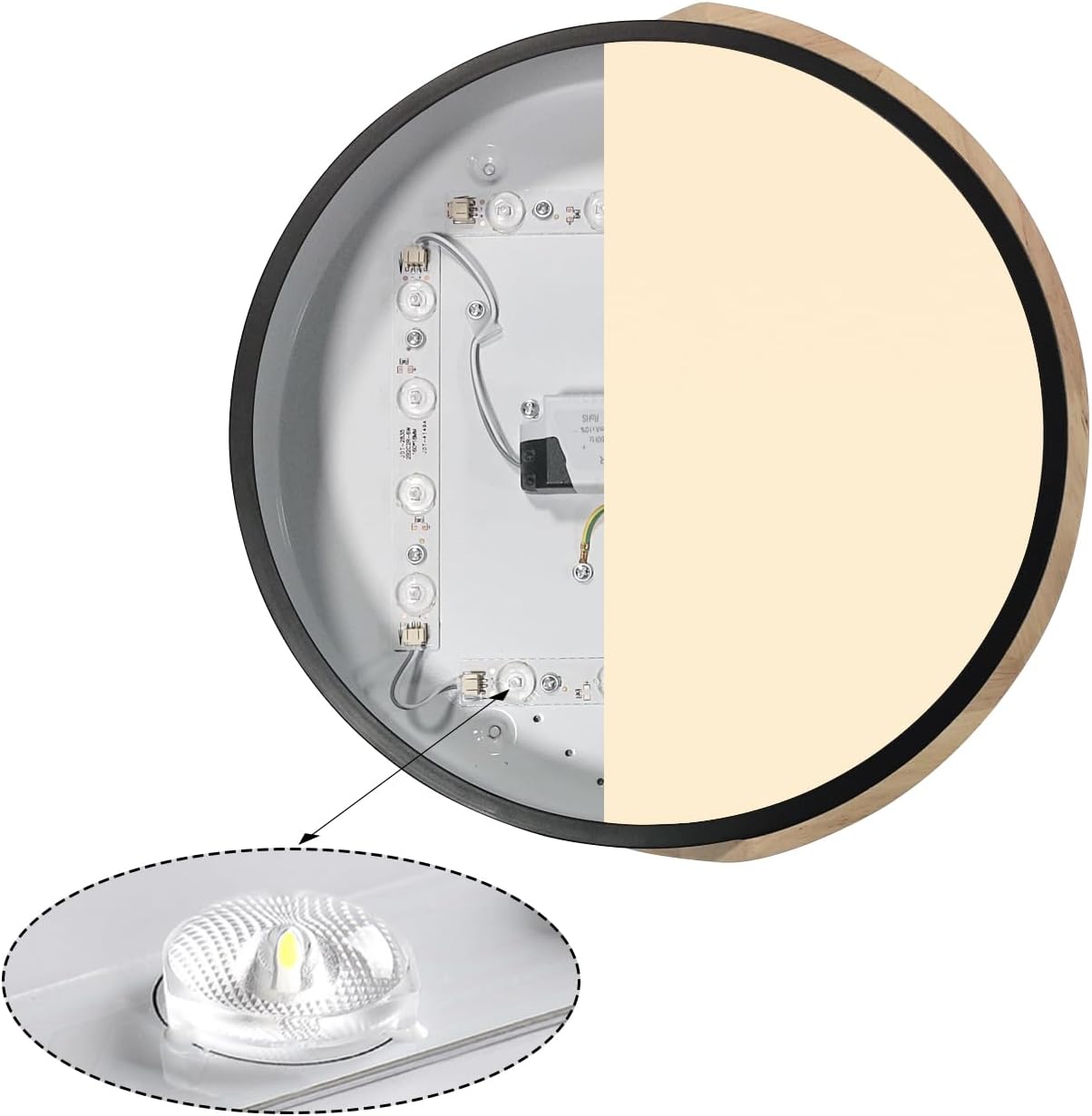LED Wooden Ceiling Lights, Thin Flat Modern Flush-Mounted Light, Ceiling Lighting Lamps for Dining Room, Hallway, Living Room, Kitchen, Bedroom, 30 cm x 30 cm, 24 W, Warm White, 3000 K