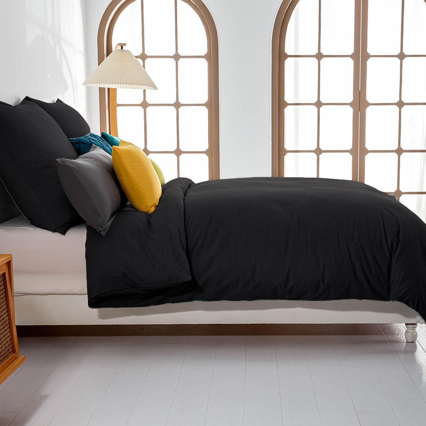 Soifox Bed Linen Set, Grey Anthracite, Microfibre, Non-Iron and Wrinkle-Free Duvet Cover 200 x 200 cm with Set of 2 Pillowcases 80 x 80 cm, Bed Linen with Zip