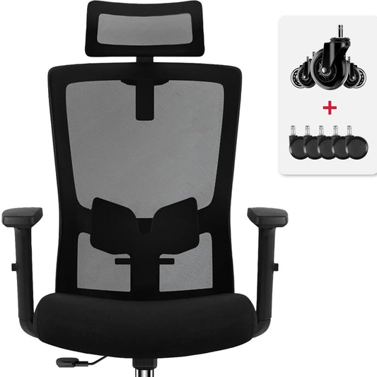 Ergonomic Office Chair with Adjustable Lumbar Support, Armrests and Headrest, Swivel Office Chair 150 kg, Desk Chair, Executive Chair, Rocker Function up to 135°