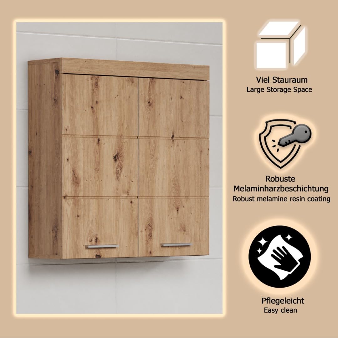 Trendteam Amanda Smart Living Bathroom Wall Cupboard 37 x 77 x 23 cm with Lots of Storage Space