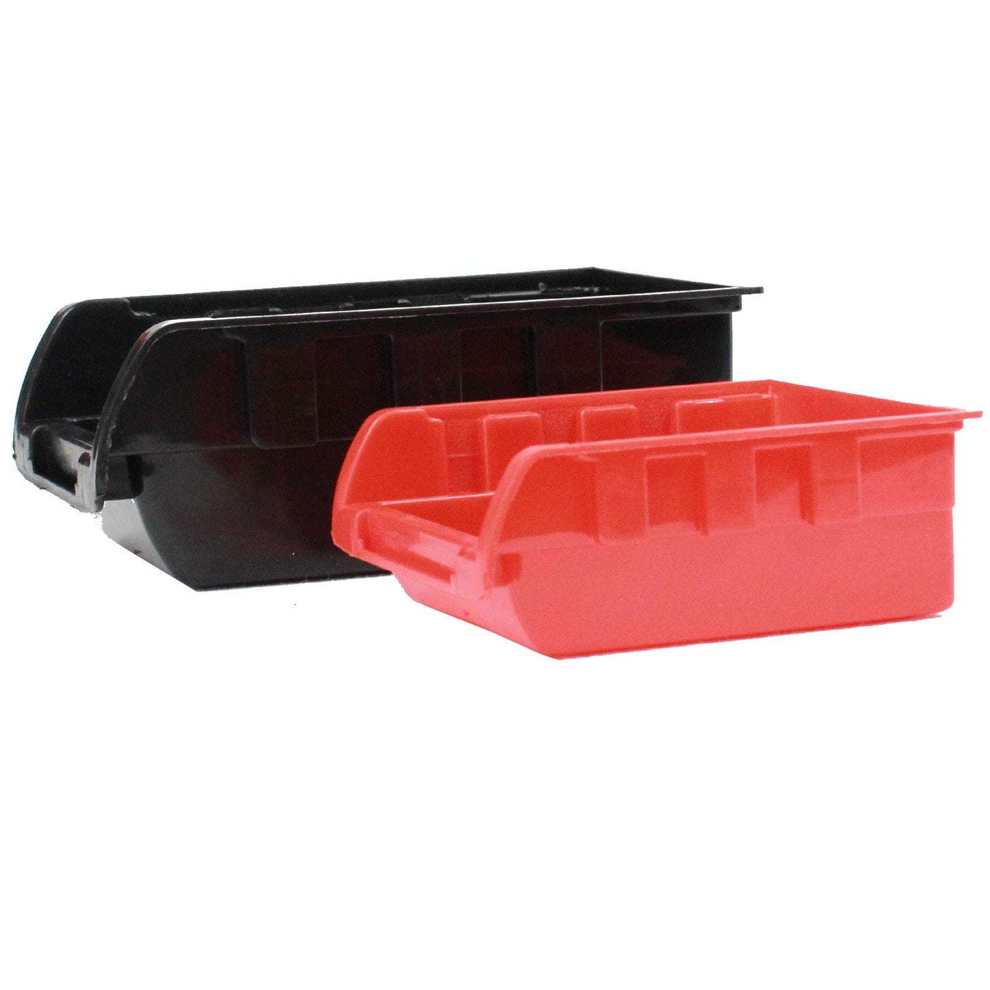 TRUTZHOLM Stacking Boxes with Wall Shelf, 32 Pieces, Small Parts Magazine, Storage Shelf, Assortment Box, Boltless Shelf, Sorting Boxes, Pours with Label Compartment (Red)