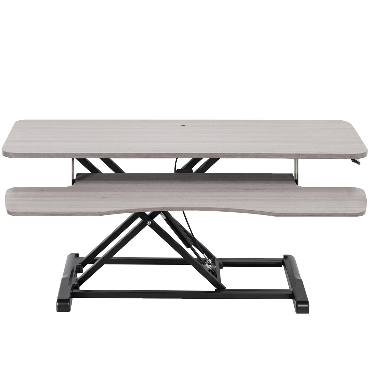 VIVO 81 cm Schreibtischaufsatz, K-Serie, höhenverstellbarer Steh-Sitz-Aufsatz, Dual-Monitor- und Laptop-Arbeitsplatz mit breiter Tastaturablage, Schwarz, DESK-V000K
