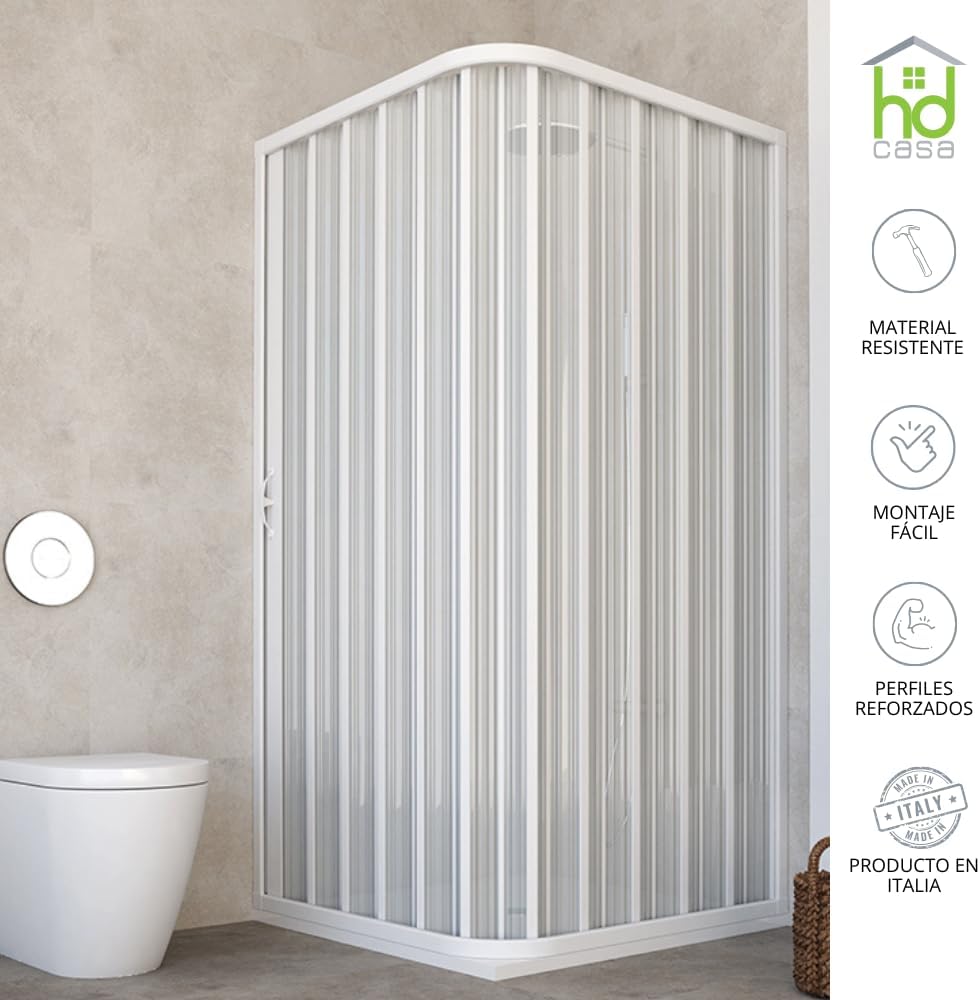 Paola Shower Cubicle 70 x 90 cm PVC Cabin with Side Opening Unique Folding Door Reducible Reversible White