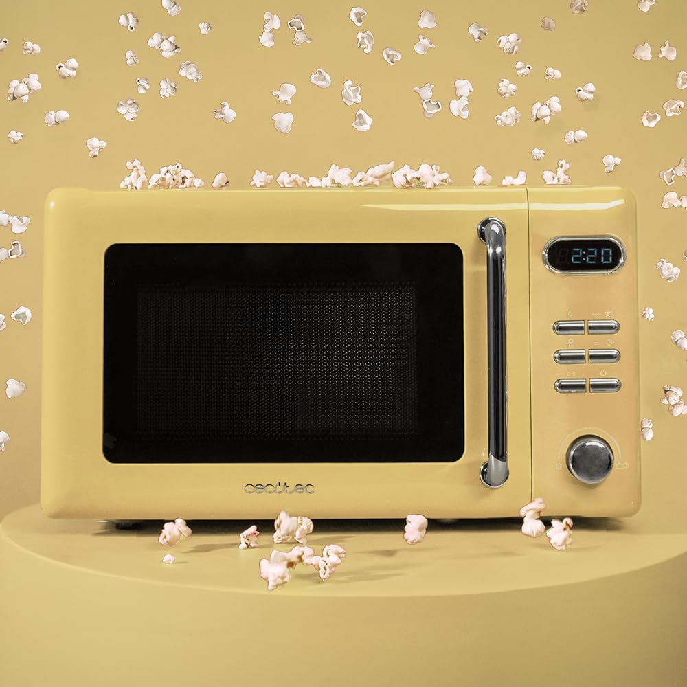 Cecotec Proclean 5110 20L Retro Beige 700W 5 Level Digital Microwave with Grill - 60 Minutes Timer - 8 Programmes and Defrost Mode - Vintage Beige