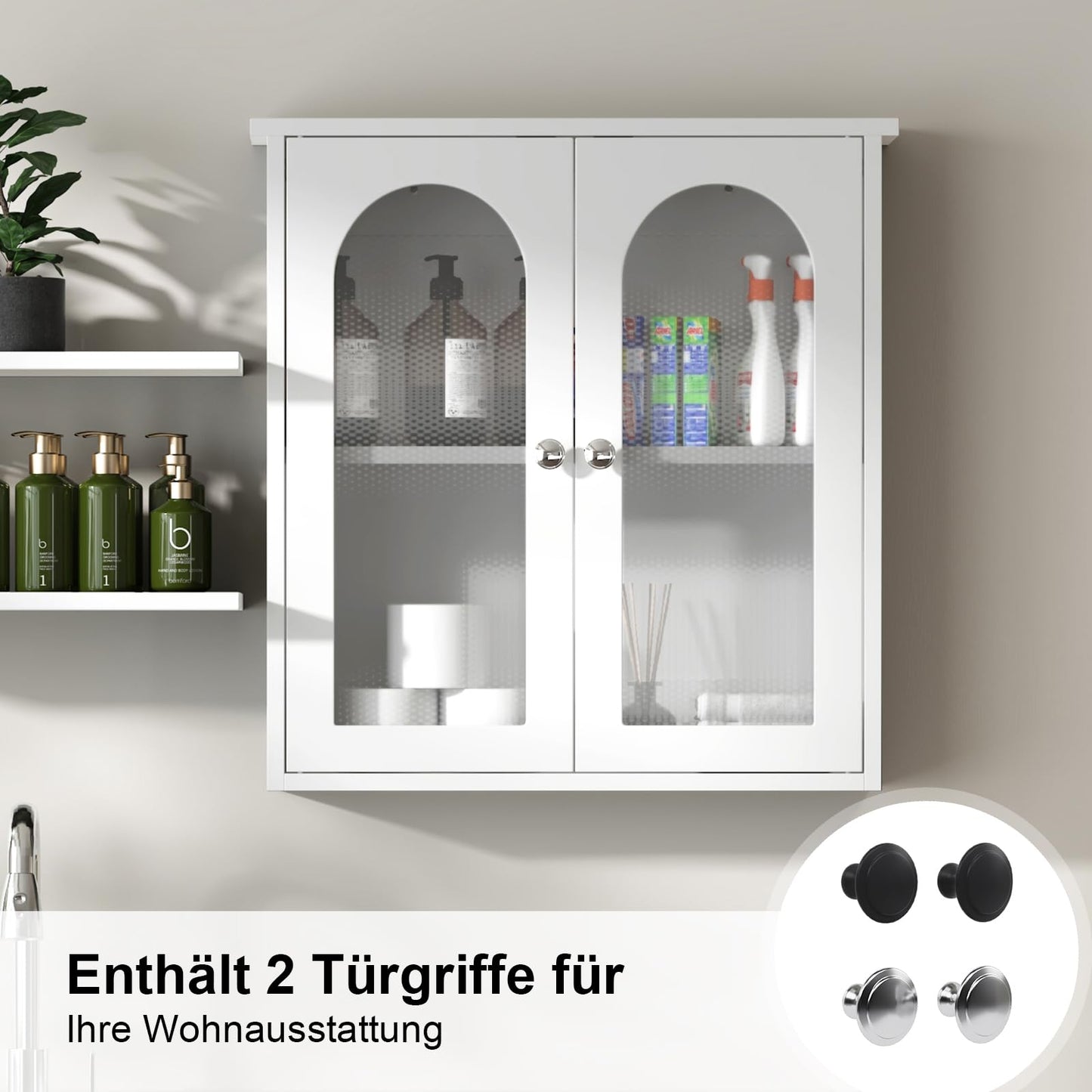 Bathroom Mirror Cabinet with 2 Doors, Wall Cabinet for Over the Toilet, Surface-Mounted Kitchen Wall Cabinet, Wall Cabinet with Shelves, Multifunctional Bathroom Cabinet, Natural