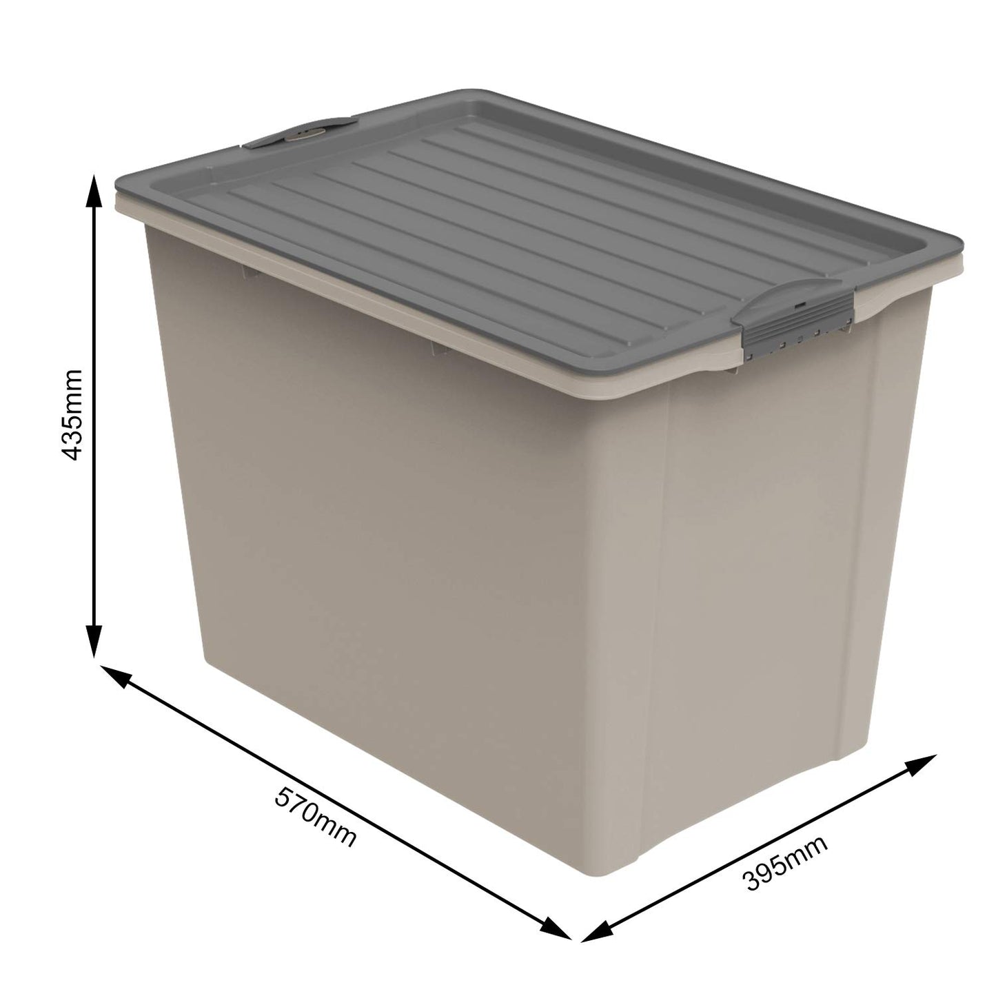 Rotho Compact Storage Box 70 L with Lid and Wheels, Plastic (PP Recycled), BPA-Free, Cappuccino/Anthracite, A3/70 L (57.0 x 39.5 x 43.5 cm)