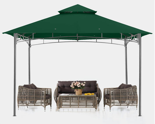 ABCCANOPY Pavillon 2.5x2.5m Wasserdicht Stabil Winterfest Gartenpavillon，Doppeldachweichdach Hinterhof-Partyzelt mit Netz für Schatten und Regen,Grau