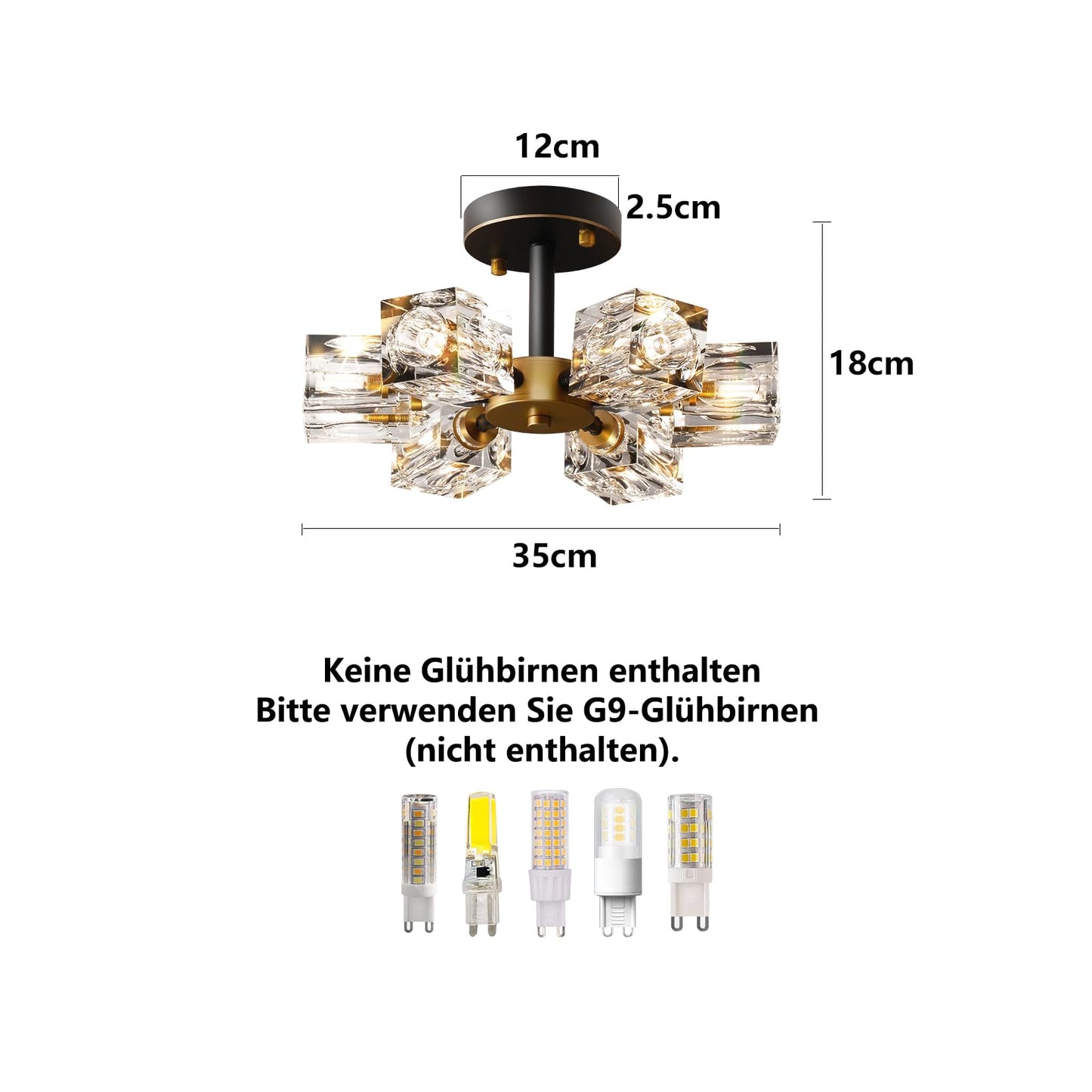 JUJUQI Moderne Kristall-Kronleuchter,Gold Hängeleuchte, K9 quadratischer Kristall Häengelampe mit 8 Lichtern,Würfel-Schirm, hängende Deckenleuchte für Esszimmer, Schlafzimmer, Wohnzimmer