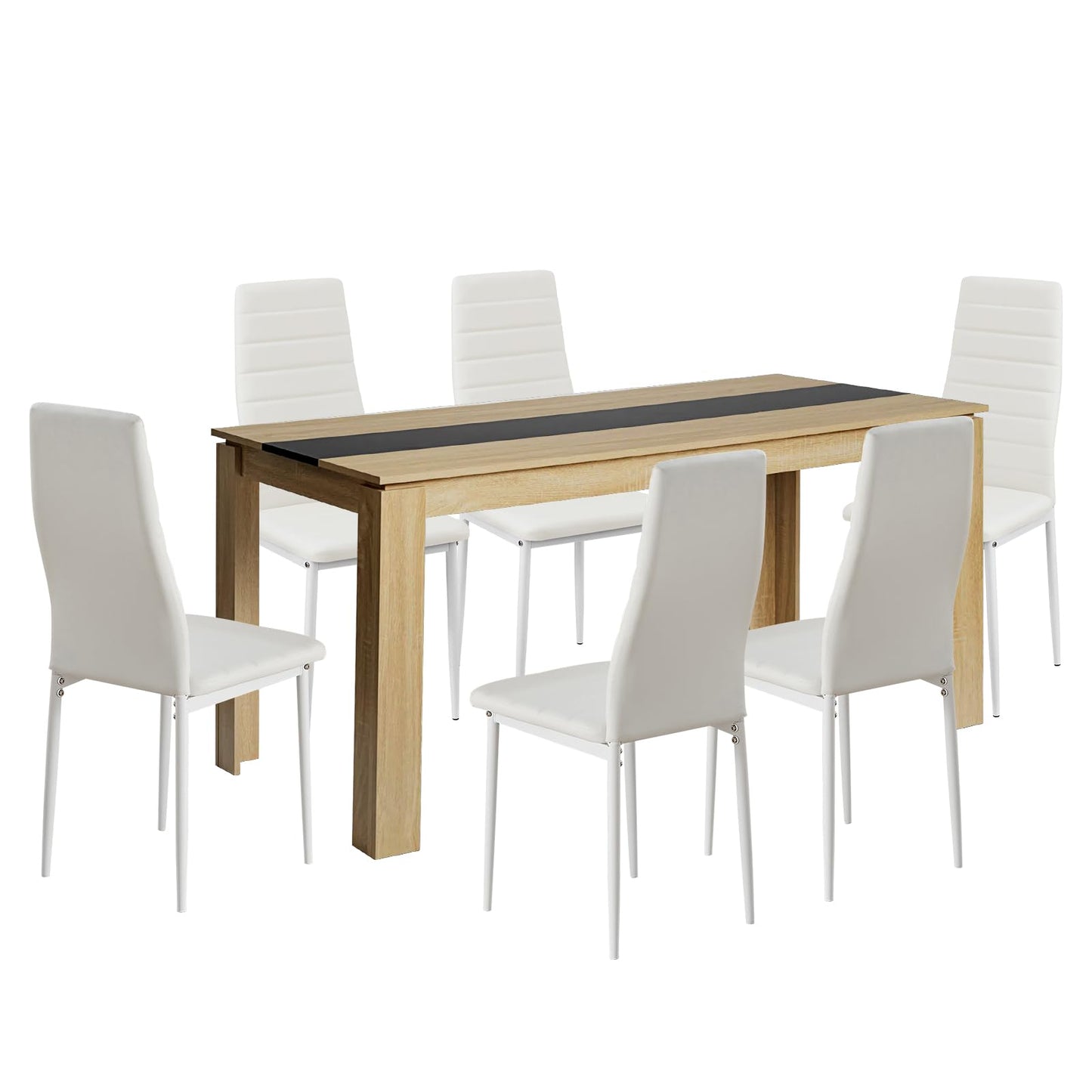 FURNITABLE Esstisch mit 4 Stühlen Esszimmergruppe, 4er Set Esszimmerstühle und Rechteckig Holztisch Essgruppe für Wohnzimmer Küche Büro (110 * 70cm Tisch+4 Schwarz Stühle)