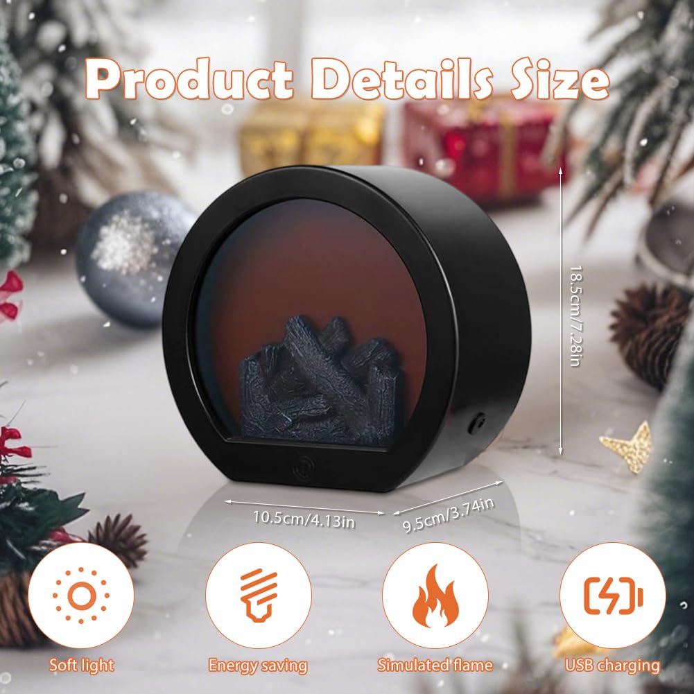 LOMUG LED Fireplace Electric Decorative Fireplace, Electric Fireplace Without Heating with Flame Effect, USB and Battery Operated Electric Fireplaces for Simulation Table Fireplace Ornament Home