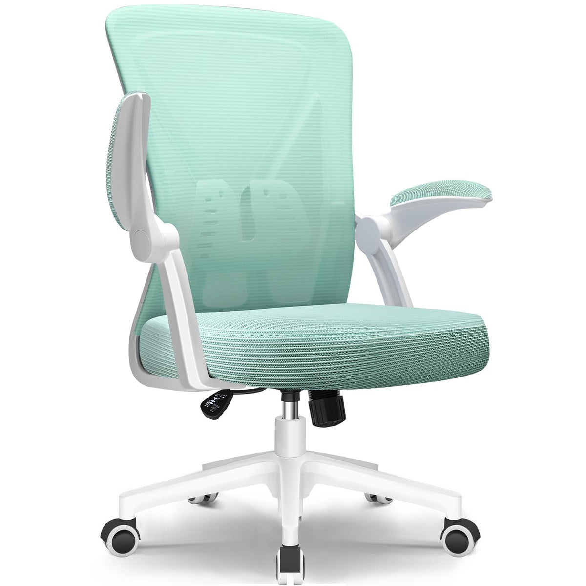 Hinonde Office Chair, Desk Chair with Folding Armrests and Rocker Function, 360° Swivel Chair, Height-Adjustable Office Chair, Ergonomic Home Office Chair with Breathable Mesh, Up to 150 kg