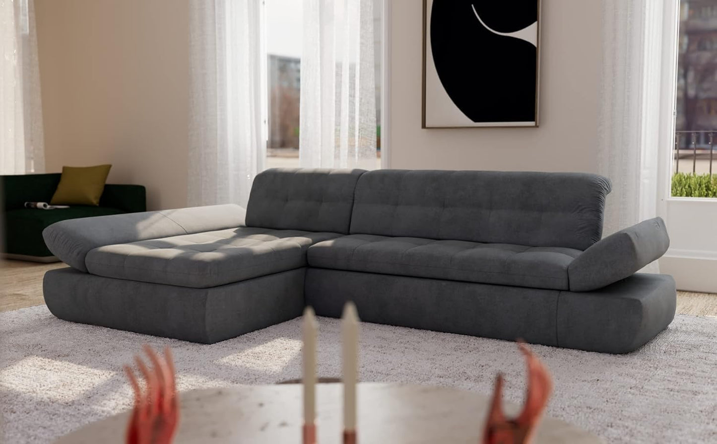 DOMO. collection Moric Corner Sofa, L-Shaped, Corner Sofa, L-shaped, 300 x 172 x 80 cm (W x D x H), Beige