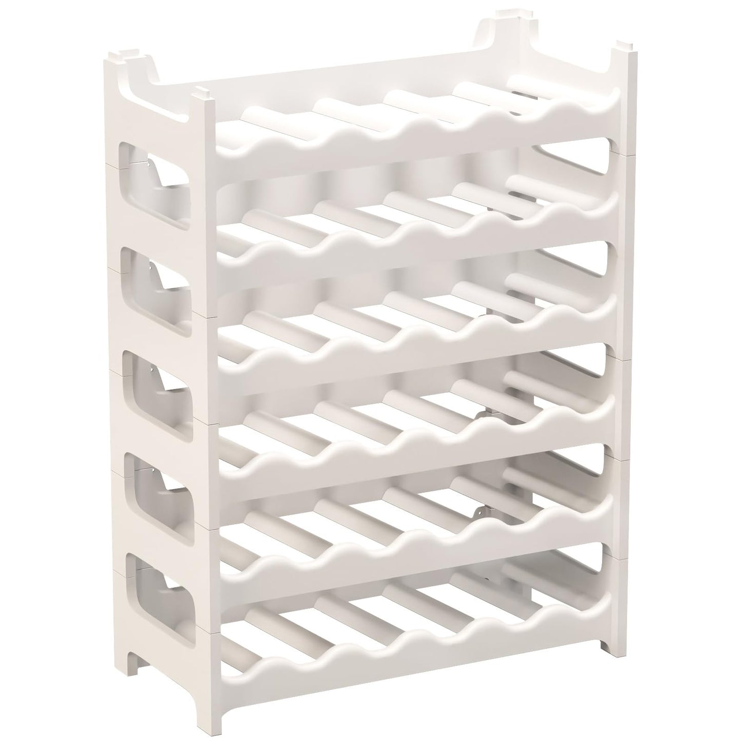 Artecsis Stackable Plastic Wine Rack for 48 Bottles, Sturdy Catering Quality Bottle Rack, Modular Expandable, Black