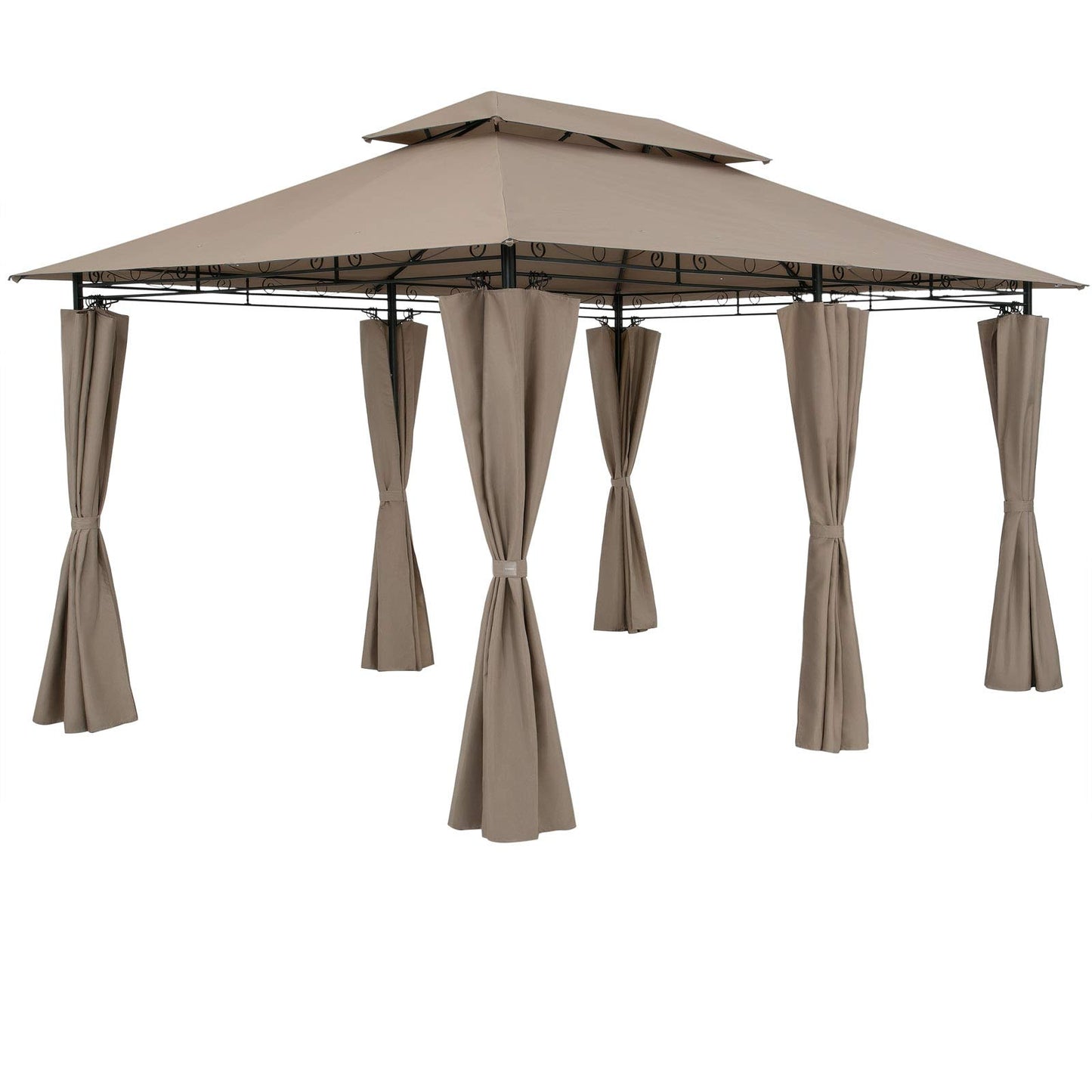 Casaria® Pavillon Topas 3x4m Metall Wasserabweisend UV-Schutz 50+ mit Seitenteile Stabil Gartenpavillon Luxus Modern Taupe