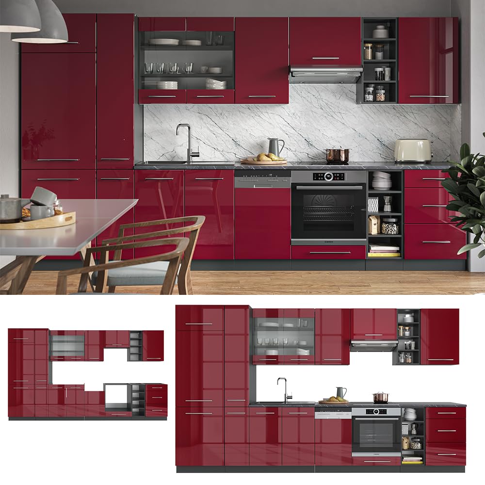 Vicco Kitchen Unit Fame-Line Goldkraft Oak / Anthracite 355 cm without Worktop
