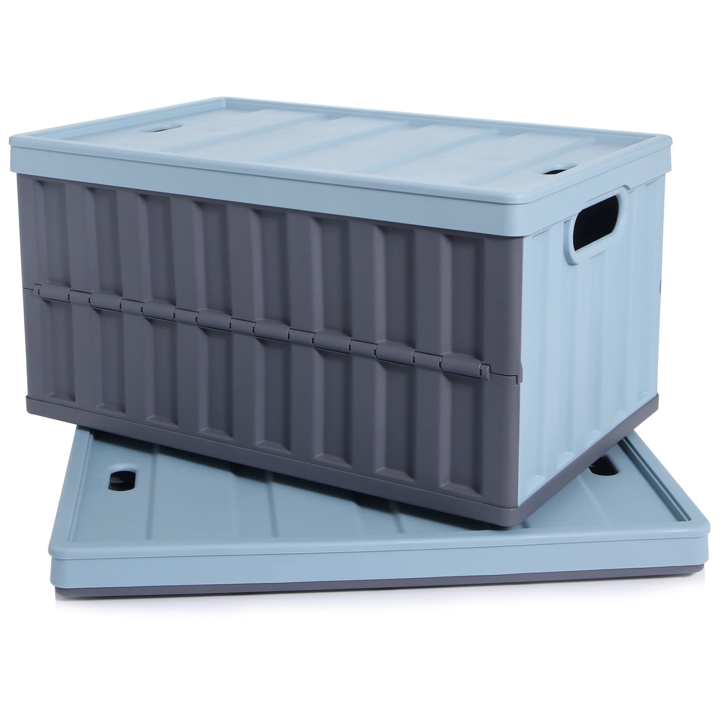 Citylife Set of 4 64 L Folding Box with Lid, Foldable Camping Box, Collapsible Storage Bins for Organising Large Heavy Outdoor, Bathroom, Kitchen, Office, Living Room (Grey)