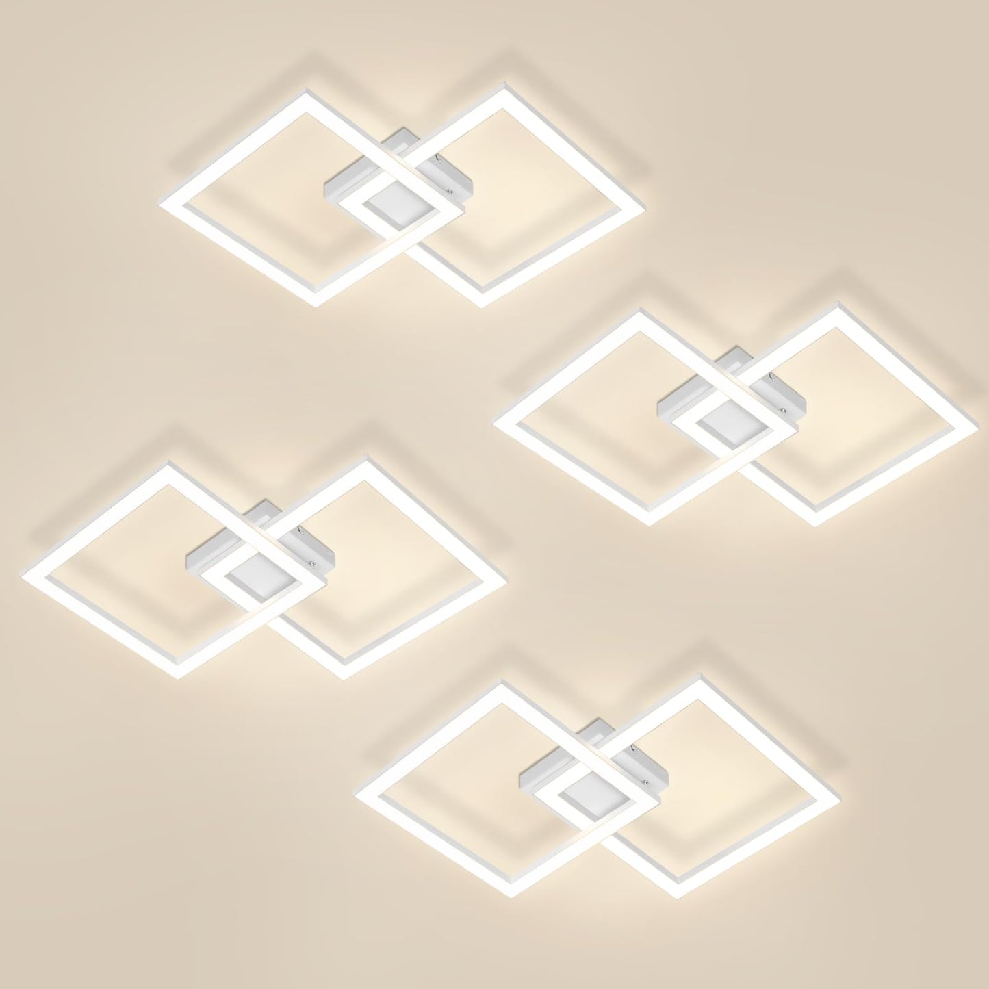 Homefire LED Ceiling Light, Kitchen, 24 W, Kitchen Lamp, Black, Living Room Lamp, Modern Design, Hallway Lamp, Warm White, Hallway, Bedroom Lamp, Square, for Living Room, Bedroom