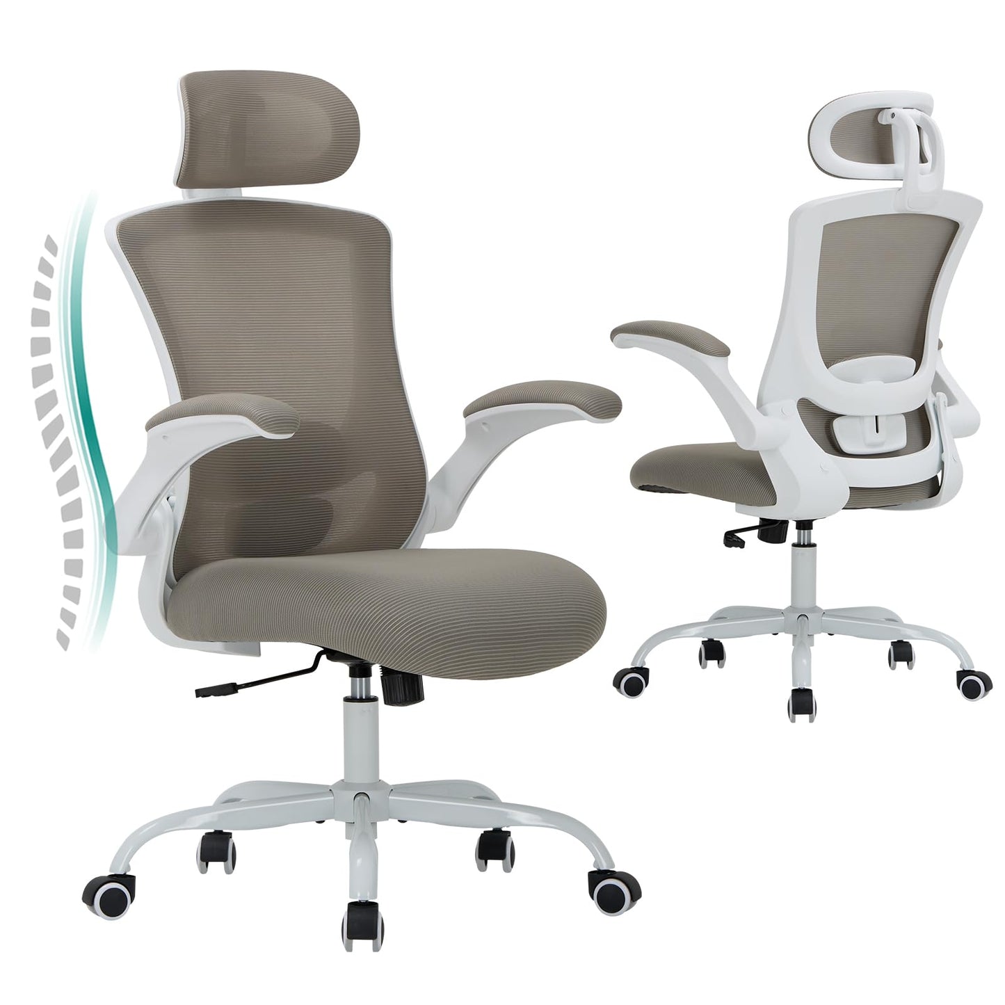 COLAMY Ergonomic Office Chair with Massage Function, Ergonomic Desk Chair with Heating Function, Executive Chair with Footrest, 360° Swivel Chair, 94-125° Adjustable Backrest, for Office, Black