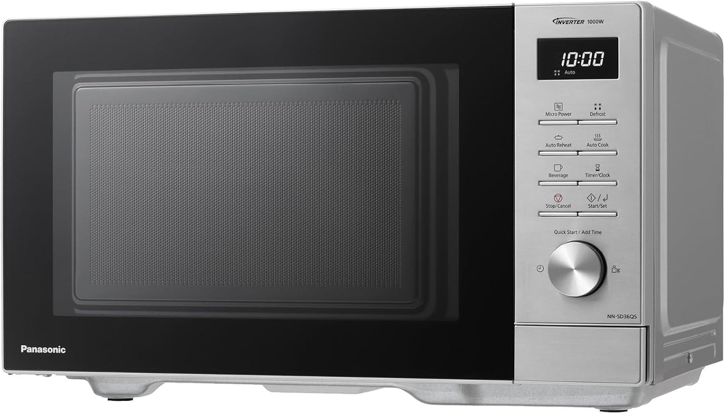 Panasonic NN-SD36QSEPG Solo Microwave 29L 1000W Auto Defrost 11 Automatic Programs Timer Silver