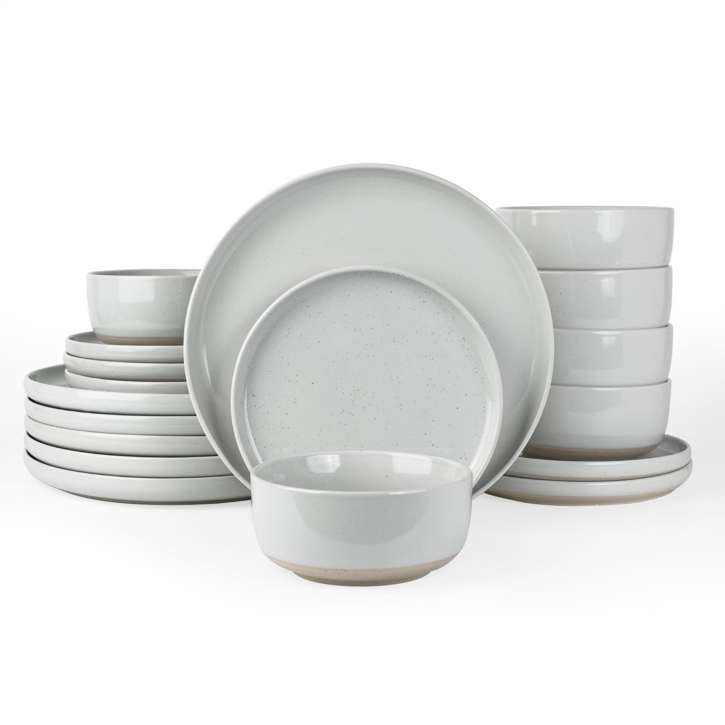 Starlight Crockery Set, 18-Piece Plate Set, Crockery Set for 6 People, Ribbed Textured Tableware, Microwave & Dishwasher Safe, Anti-Scratch, Reactive Glaze, Matt Black Grey