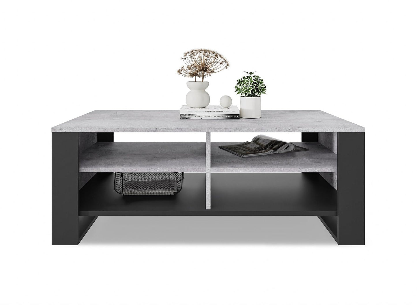 Meble Pitus Coffee Table - Living Room Table Modern - Coffee Table with Storage Space 90 x 50 x 50 cm - Table for Living Room - White