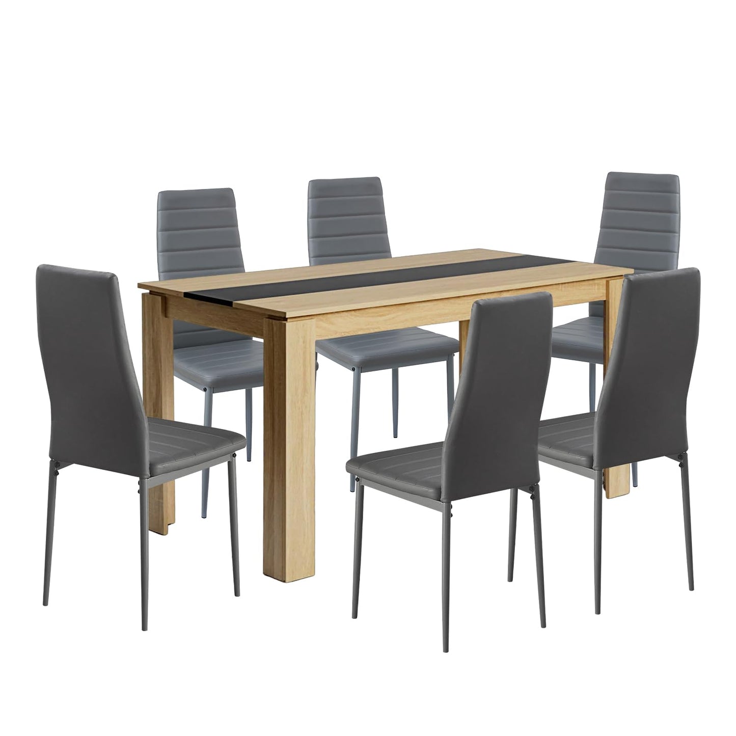 FURNITABLE Esstisch mit 4 Stühlen Esszimmergruppe, 4er Set Esszimmerstühle und Rechteckig Holztisch Essgruppe für Wohnzimmer Küche Büro (110 * 70cm Tisch+4 Schwarz Stühle)
