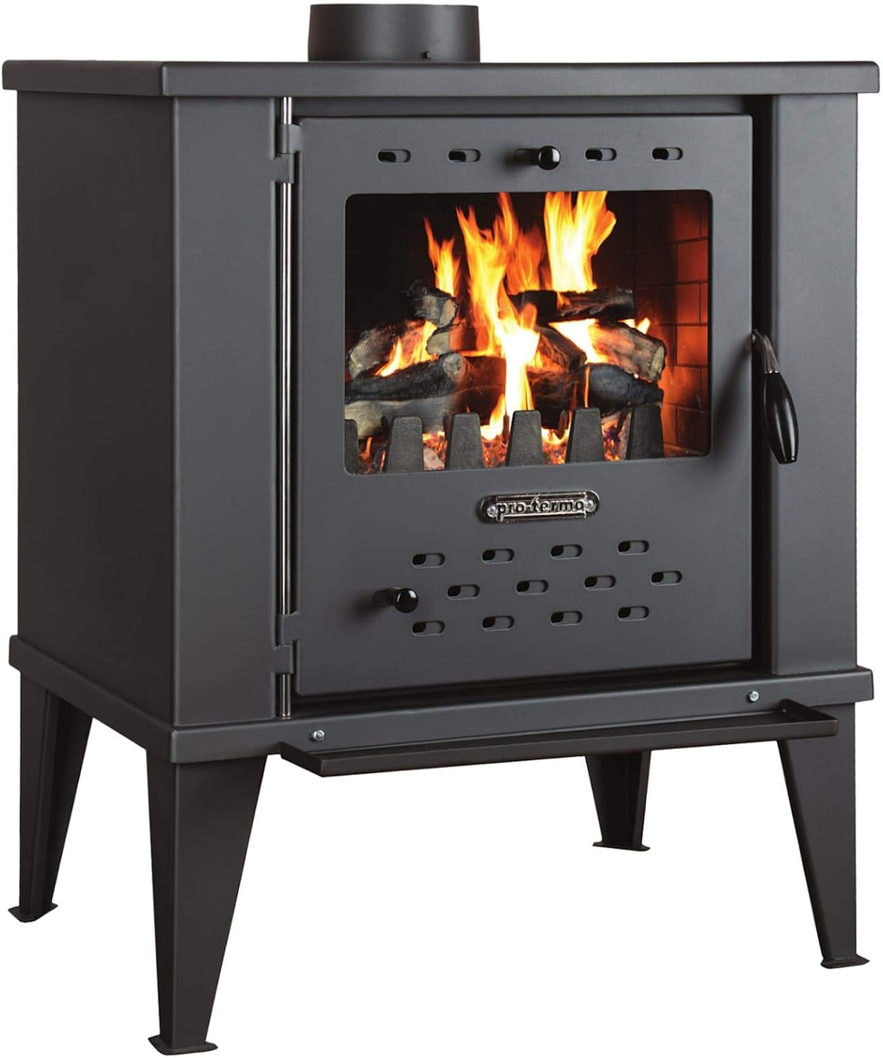 ProTermo Fenix Fireplace Anthracite 12.2 kW Heating Capacity 62 x 44 x 73 cm Wood Stove with Fireclay Stones - Type 2