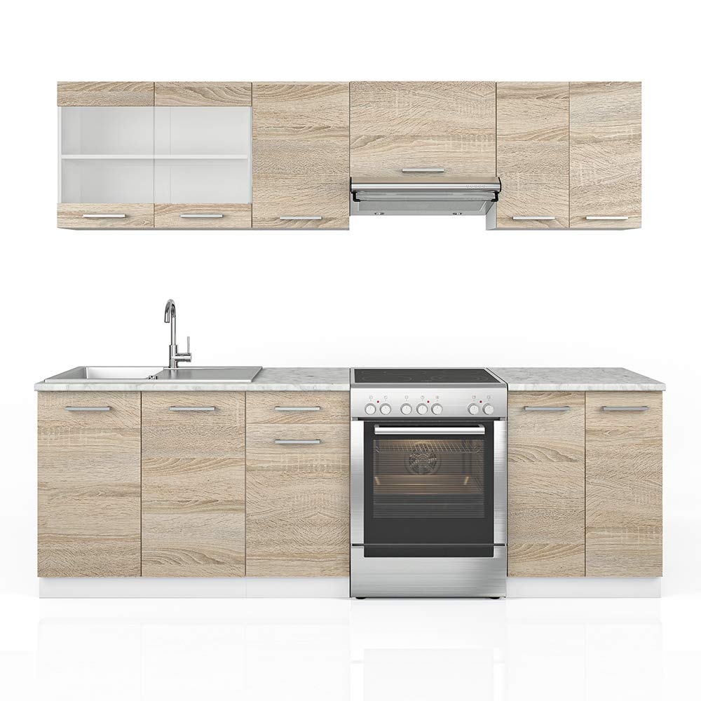 Vicco R-Line Kitchen Unit, Cashmere/Anthracite, 240 cm, AP Anthracite