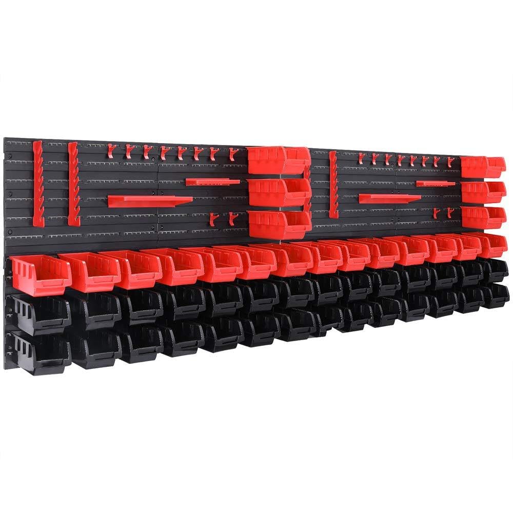 Deuba® Wall Shelf + Stacking Boxes - Extra Strong Wall Panels - Extendable Workshop Shelving