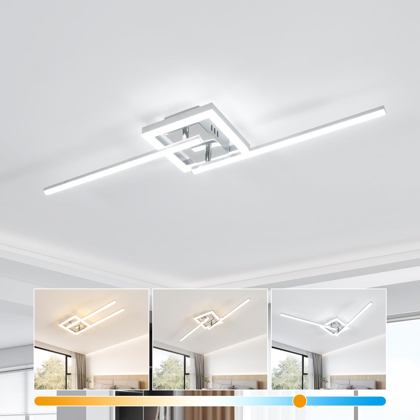 LED Ceiling Light, Kitchen Ceiling Light, Bedroom, 18 W 1620 LM Ceiling Light Living Room, 6500 K Cold White, 3 LEDs, Suitable for Bedroom, Dining Table, Hallway Lamp Ceiling, Balcony, Diameter 54 cm