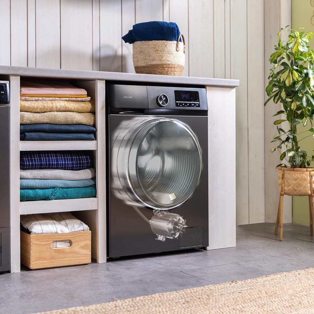 Cecotec Washing Machine 12 kg Front Load Bolero DressCode 12500 Inverter Steel A, 1400 rpm, Inverter Plus Motor, 16 Progr, SteamMax, Pearl Drum, Delay Start, Drum Clean, Display, Allergy Care, Stop &