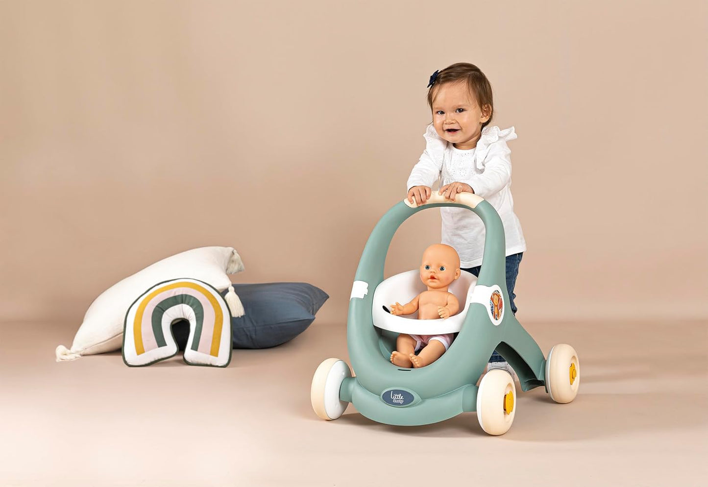 Smoby Toys Little Smoby Walker from 1 Year - 3-in-1 Walker with Walker, Activity Board & Doll's Pram for Babies and Toddlers from 12 Months